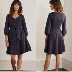 Boden Navy Tie Front A-Line Dress